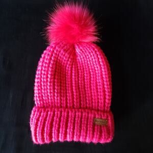 Barbour Pink Knit Hat with Pom Pom